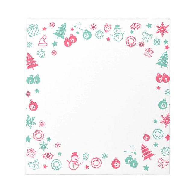 Bloco De Notas Quadro de padrões de natal de inverno bonito (Frente)