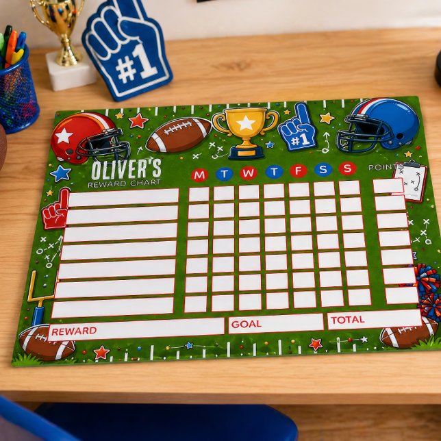 Bloco De Notas Quadro de Recompensas Futebol Quadro Personalizado (Criador carregado)