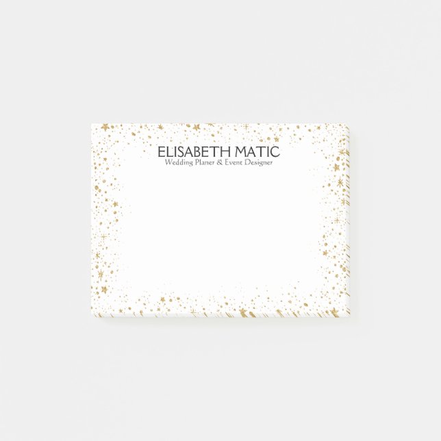 Bloco De Notas Quadro de Sparkles e Estrelas Dourados (Frente)