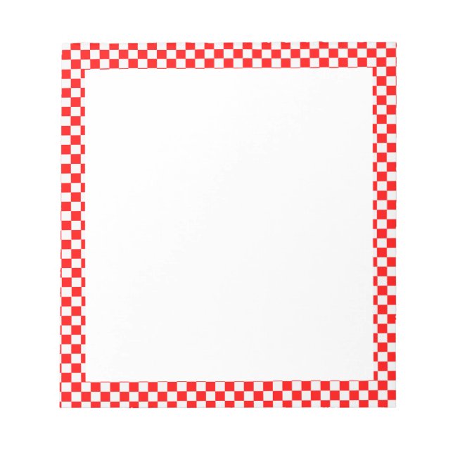 Bloco De Notas Quadro de Verificação Clássico Vermelho e Branco p (Frente)