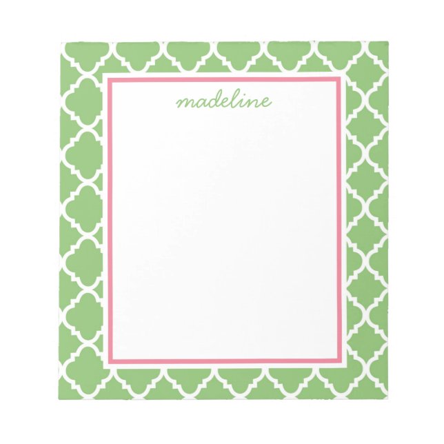 Bloco De Notas Quatrefoil Verde | Pré-disquete rosa e verde (Frente)