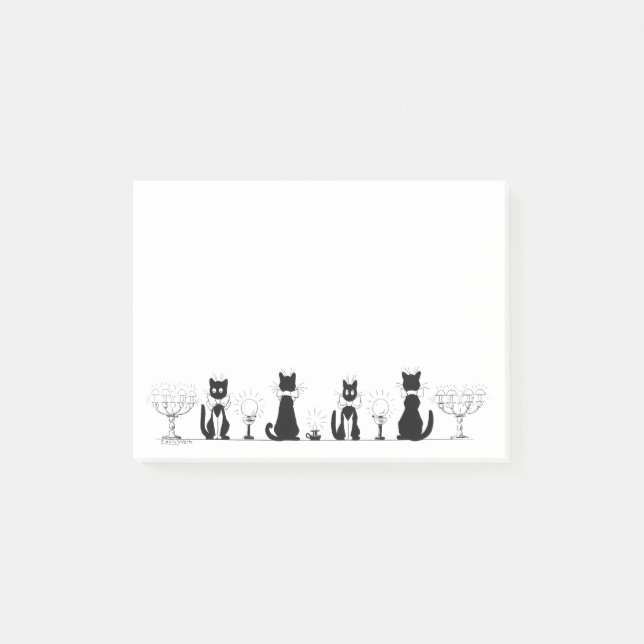 Bloco De Notas Quatro gatos pretos, Louis Wain (Frente)