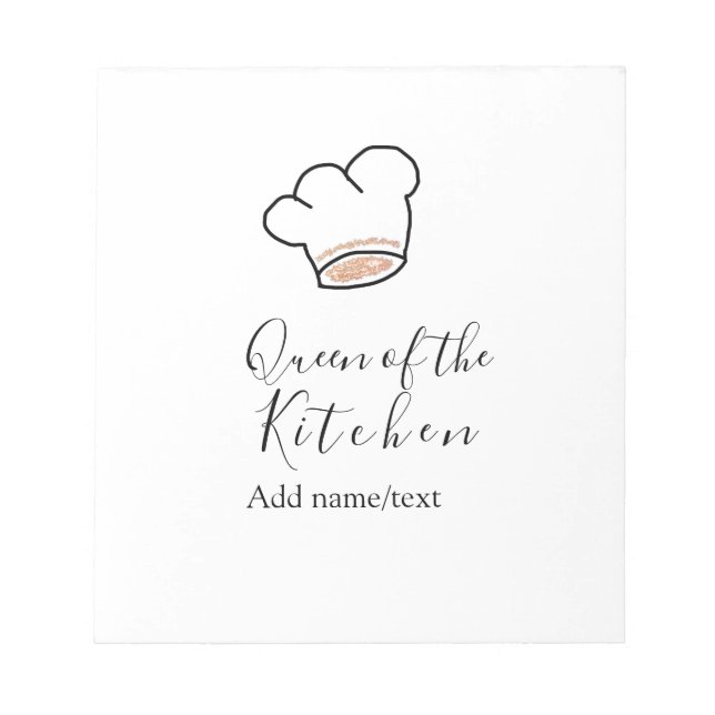 Bloco De Notas Queen of the kitchen chef cooking add name crown  (Frente)
