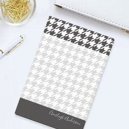 Bloco De Notas Quic Black and White Houndstooth moderno