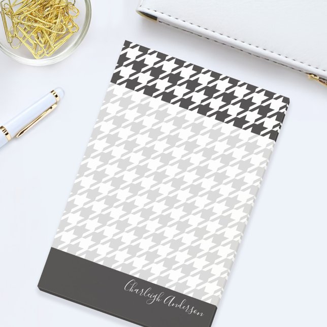 Bloco De Notas Quic Black and White Houndstooth moderno (Criador carregado)