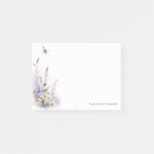 Bloco De Notas Quic Lilac Roxo Borboleta de Flores Selvagem Aquar
