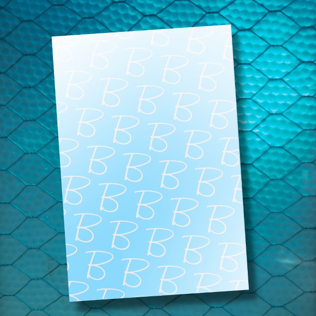 Bloco De Notas Quic moderna do gradiente azul pastel inicial mono (Criador carregado)