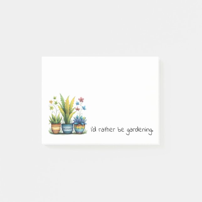 Bloco De Notas Quirky Flower Pots I'd Rather Be Gardening (Frente)