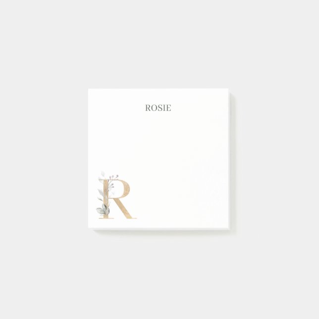 Bloco De Notas R Monograma Notas de Posto Floral (Frente)