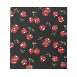 Bloco De Notas RAB Rockabilly Cerejas Muito Vermelhas Em Preto