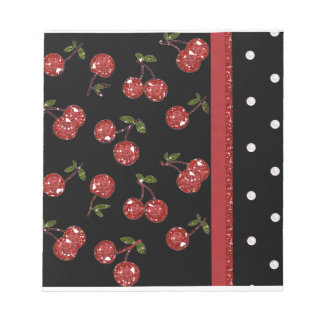 Bloco De Notas RAB Rockabilly Cerejas Muito Vermelhas Pretas