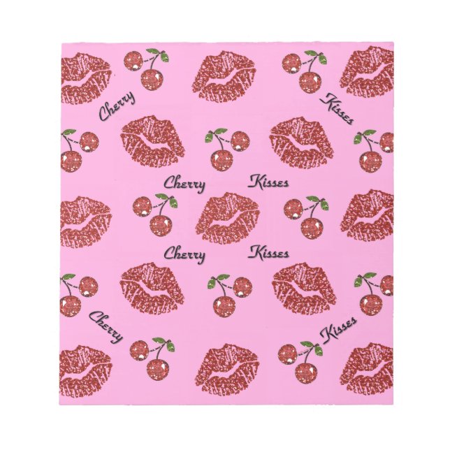 Bloco De Notas RAB Rockabilly Cherry Kisses a rosa (Frente)