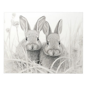 Bloco De Notas Rabbit Bunny Animal Discovery Wild Nature Ink Art