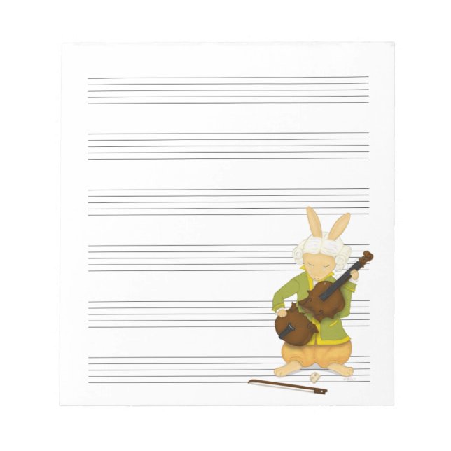 Bloco De Notas Rabbit Com Papel Manuscrito De Música Violina Queb (Frente)