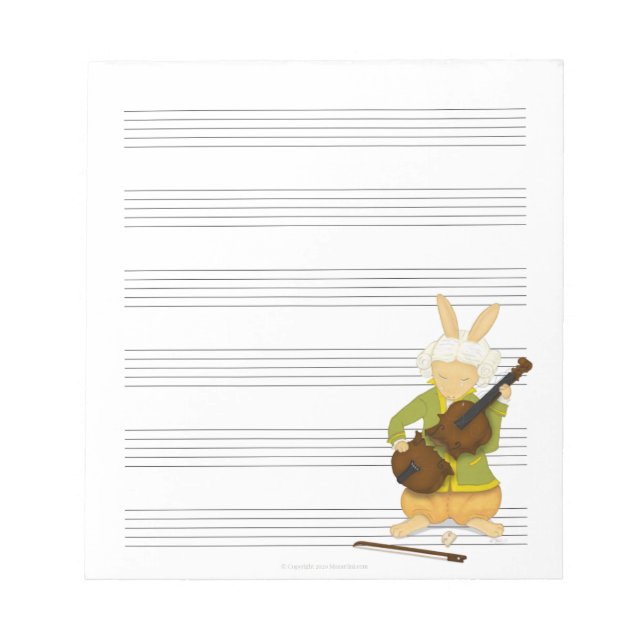 Bloco De Notas Rabbit com papel manuscrito violino quebrado (Frente)