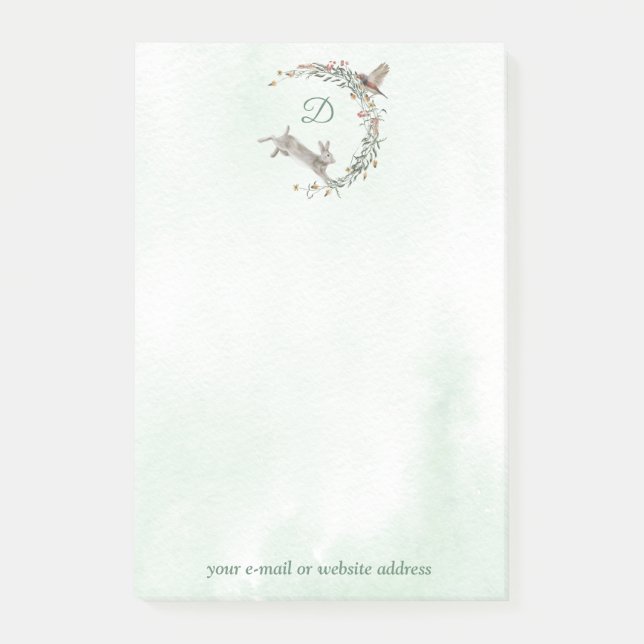 Bloco De Notas Rabbit e sangramento do monograma de aves (Frente)