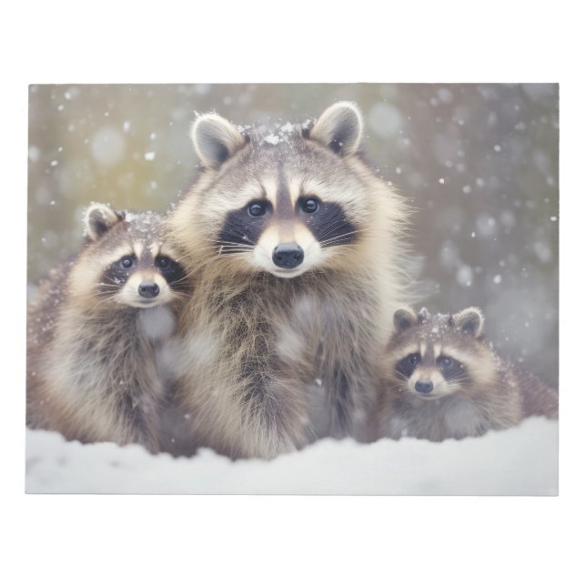 Bloco De Notas Raccoon Animal Family Wandering Nature (Frente)