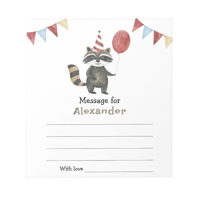 Bloco De Notas Raccoon birthday time capsule message (Frente)