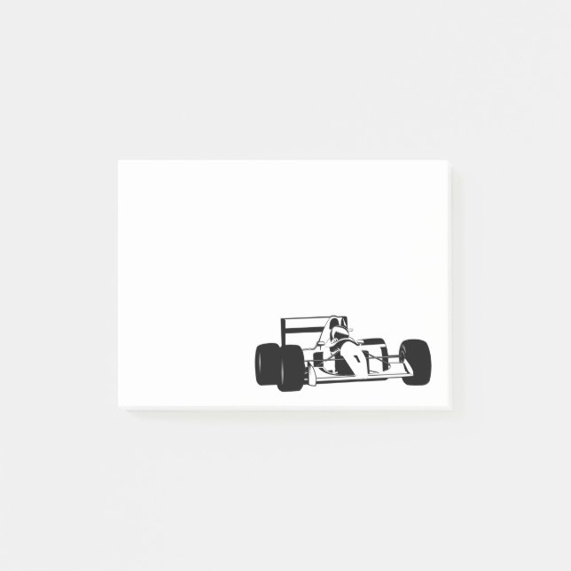 Bloco De Notas Race Car Silhouette preto e branco (Frente)