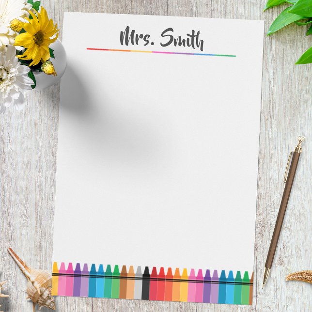 Bloco De Notas Rainbow Crayons Professor de pré-escola Notepad (Criador carregado)
