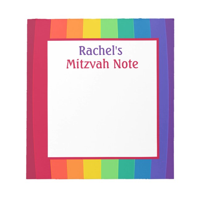 Bloco De Notas Rainbow Girls Mitzvah Notes Notepad (Frente)