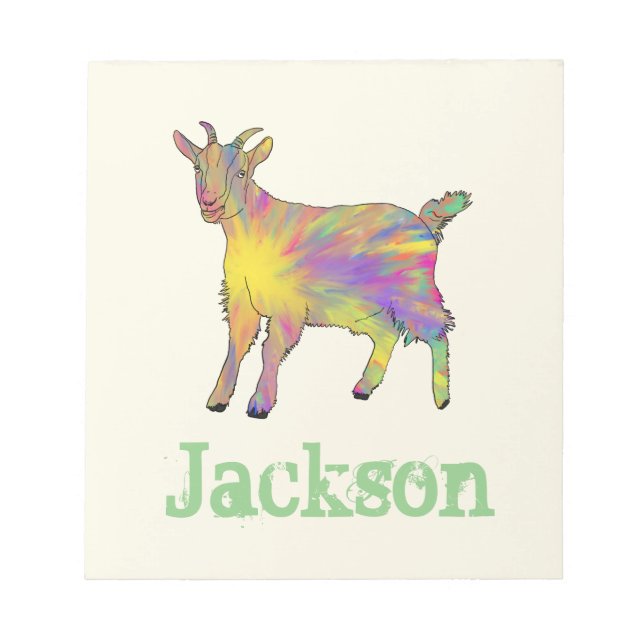Bloco De Notas Rainbow Goat Colourful Animal Art Add Name Jackson (Frente)