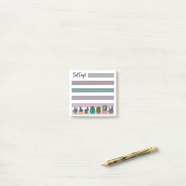 Bloco De Notas Rainbow Lined Potted Succulents & Cacti - Post-it  (Na mesa)