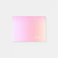 Rainbow Pastel Girly Glitter Metal Monograma Nome
