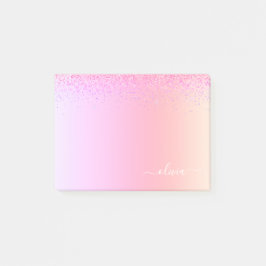Bloco De Notas Rainbow Pastel Girly Glitter Metal Monograma Nome