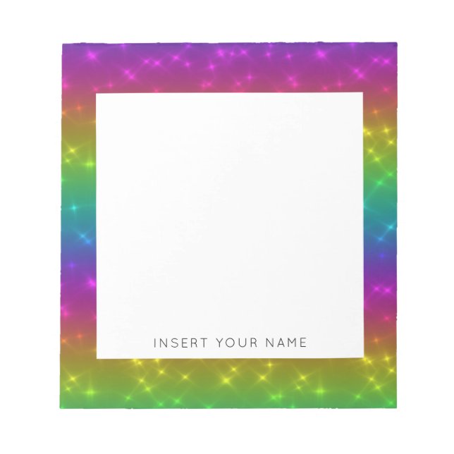 Bloco De Notas Rainbow Sparkles Personalizado Notepad 5,5" x 6" (Frente)