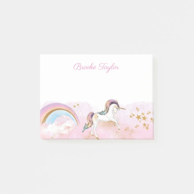 Bloco De Notas Rainbow Unicorn Personalizado (Frente)