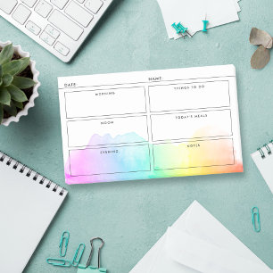 Bloco De Notas Rainbow Watercolor Organizador Diário Simples