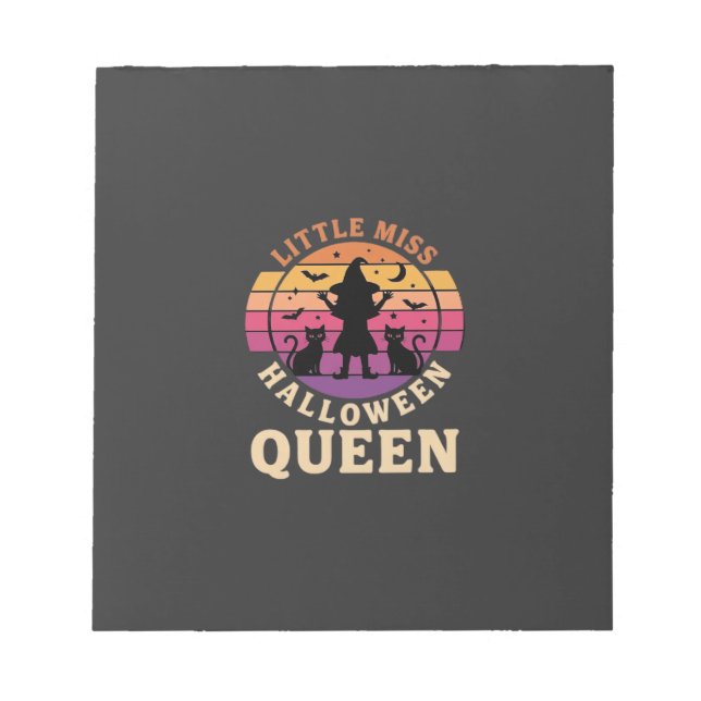 Bloco De Notas Rainha do Halloween Gatinha Bruxa Design_1 (Frente)