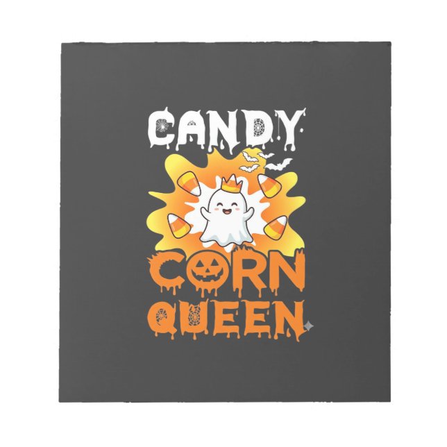 Bloco De Notas Rainha do Milho Doce Halloween Morcegos Fantasmas  (Frente)