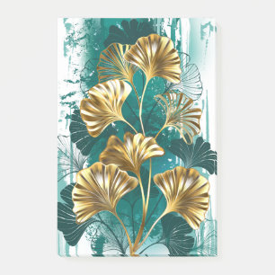 Bloco De Notas Ramificação com Ouro deixa Ginko Biloba