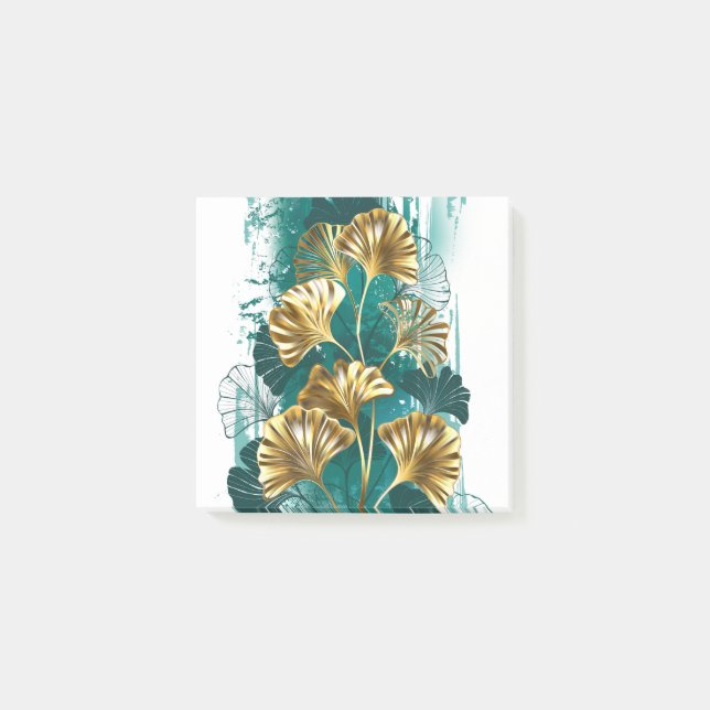 Bloco De Notas Ramificação com Ouro deixa Ginko Biloba (Frente)