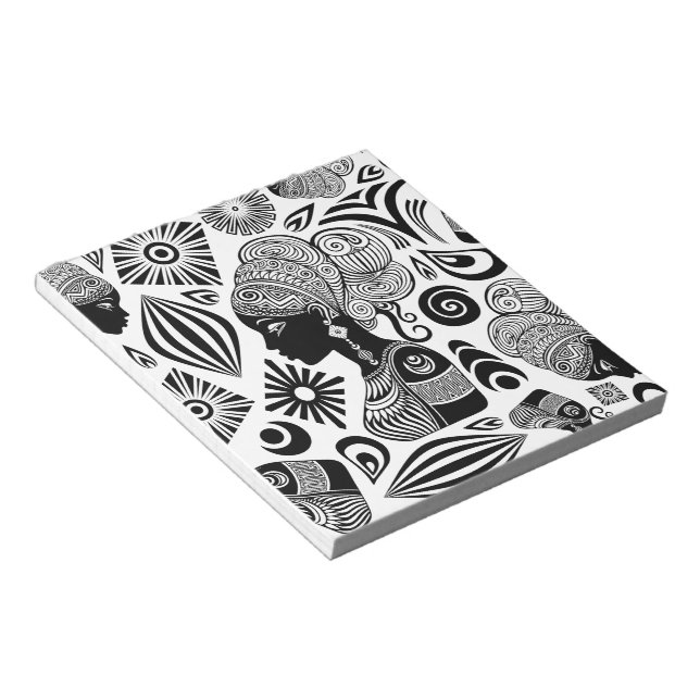 Bloco De Notas Rapariga africana Retrato Tribal Tatuagem (Inclinado)