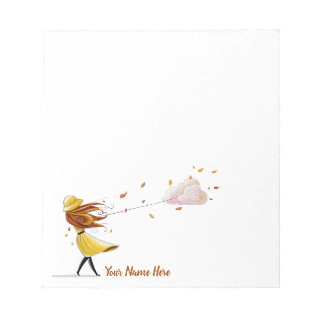 Bloco De Notas Rapariga Personalizada com Nuvem (Frente)