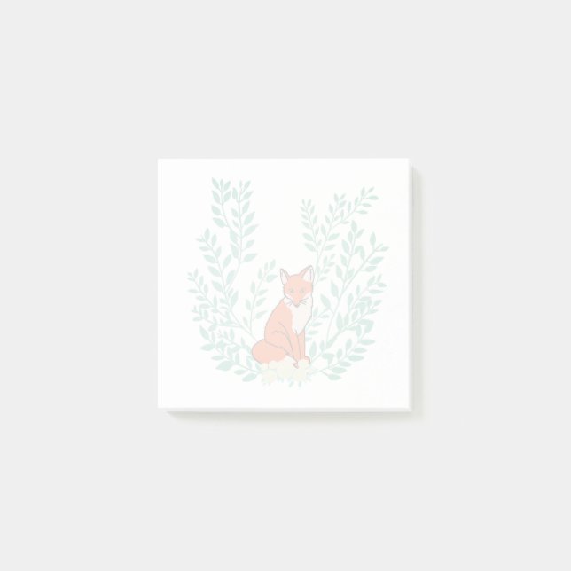 Bloco De Notas Raposa majestosa na grinalda botânica bonita (Frente)