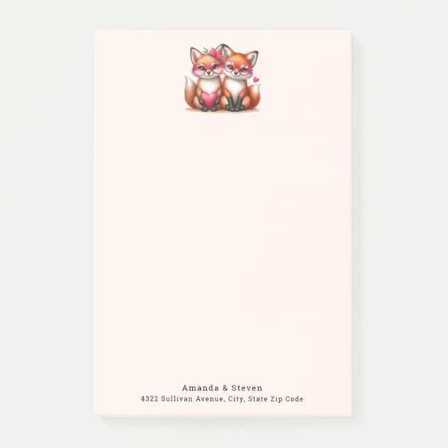 Bloco De Notas Raposas Laranja Cuja Morada se Apaixona (Frente)