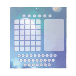 Bloco de Notas Rascunho Wordle - Azul Aquarela Esp