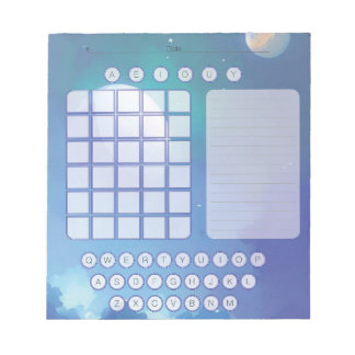 Bloco de Notas Rascunho Wordle - Azul Aquarela Esp