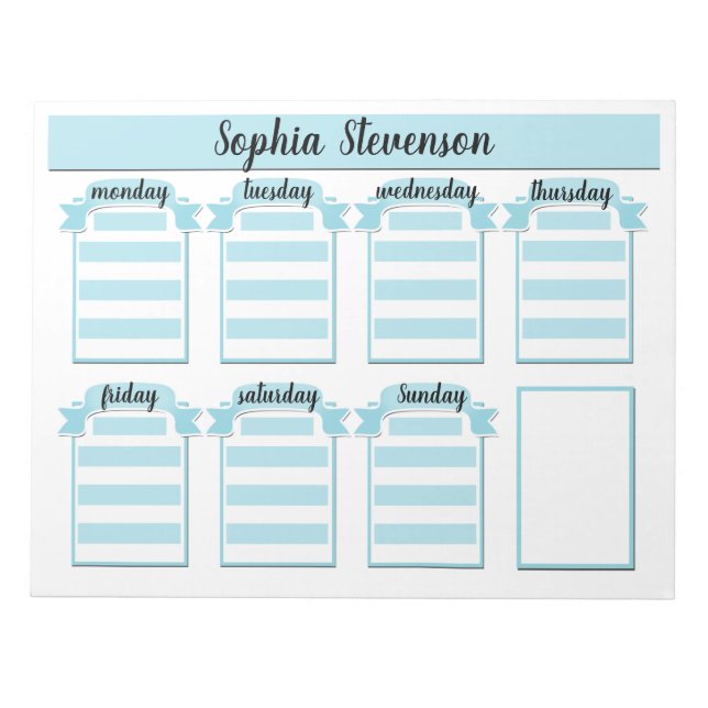 Bloco De Notas Rasgar o Calendário, criar-se, planejador azul (Frente)