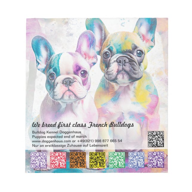 Bloco de notas rasgáveis de French Bulldog (Frente)