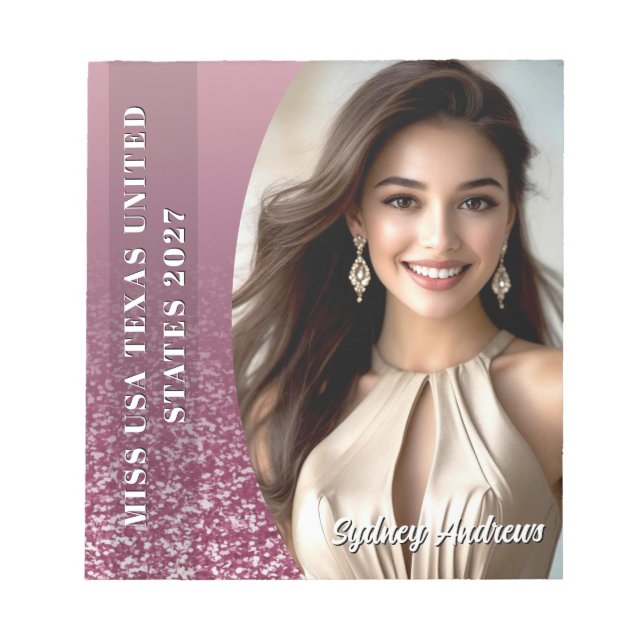 Bloco De Notas Raspberry Glitter Border Custom Photo Notepad (Frente)