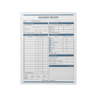 Bloco de Notas Rastreador de Doações