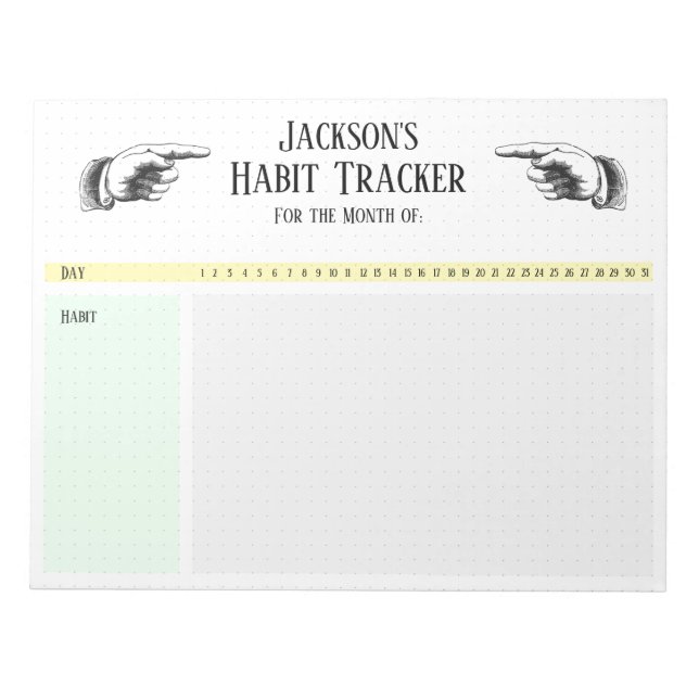 Bloco De Notas Rastreador de Hábitos de Pontas Retro (Frente)