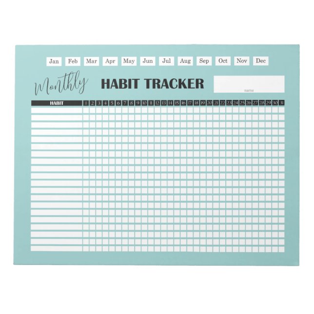 Bloco De Notas Rastreador de Hábitos Mensal  (Frente)
