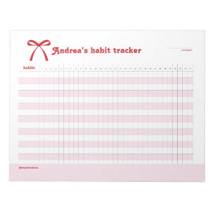 Bloco De Notas Rastreador de Hábitos Personalizado Laço Rosa