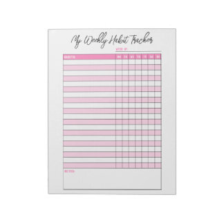 Bloco de Notas Rastreador de Hábitos Semanais Rosa